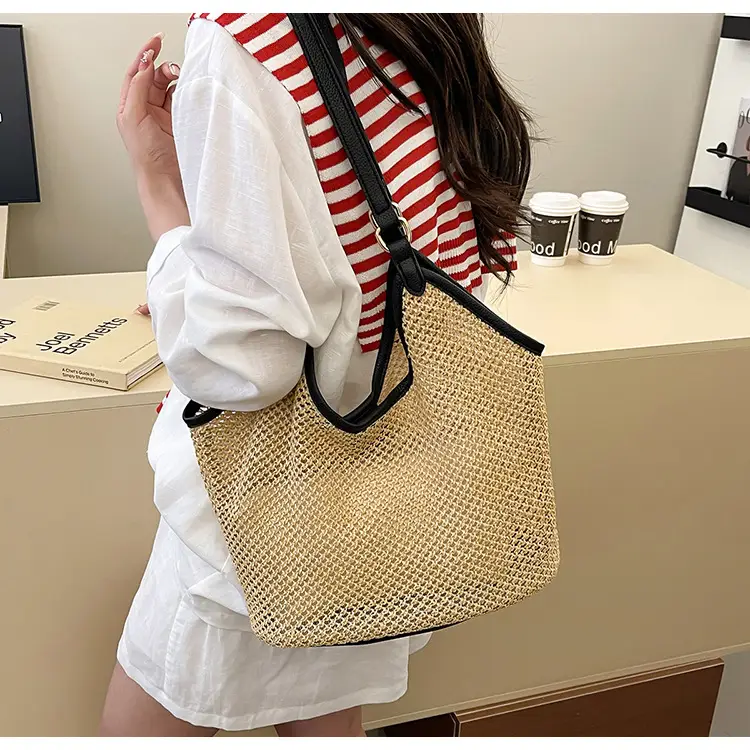 Golden Straw Woven Shoulder Bag Large Capacity — feature 8