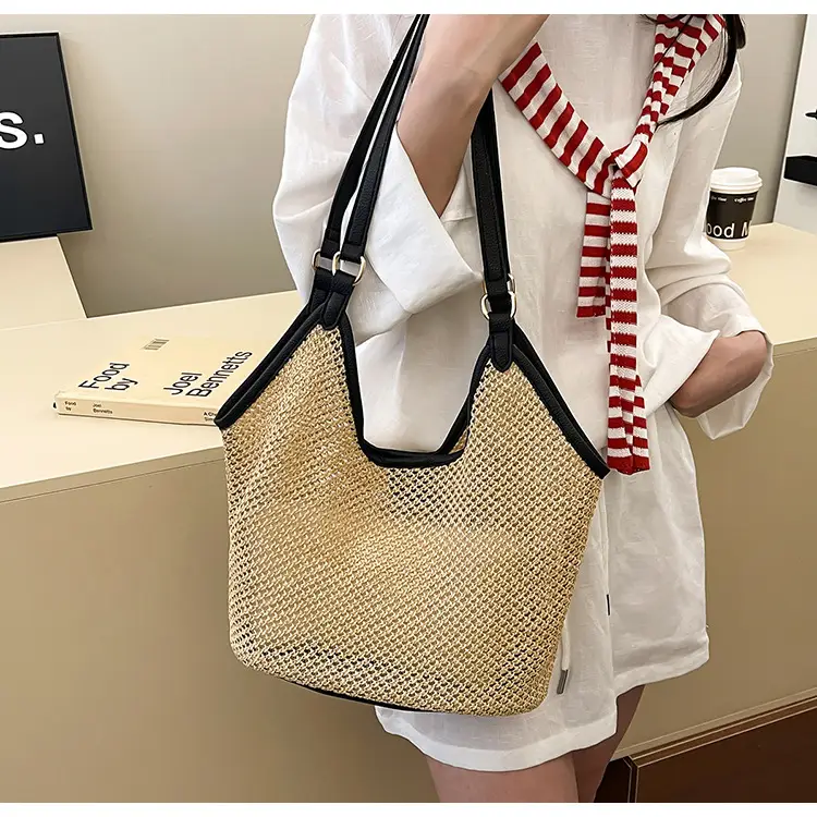 Golden Straw Woven Shoulder Bag Large Capacity — feature 9