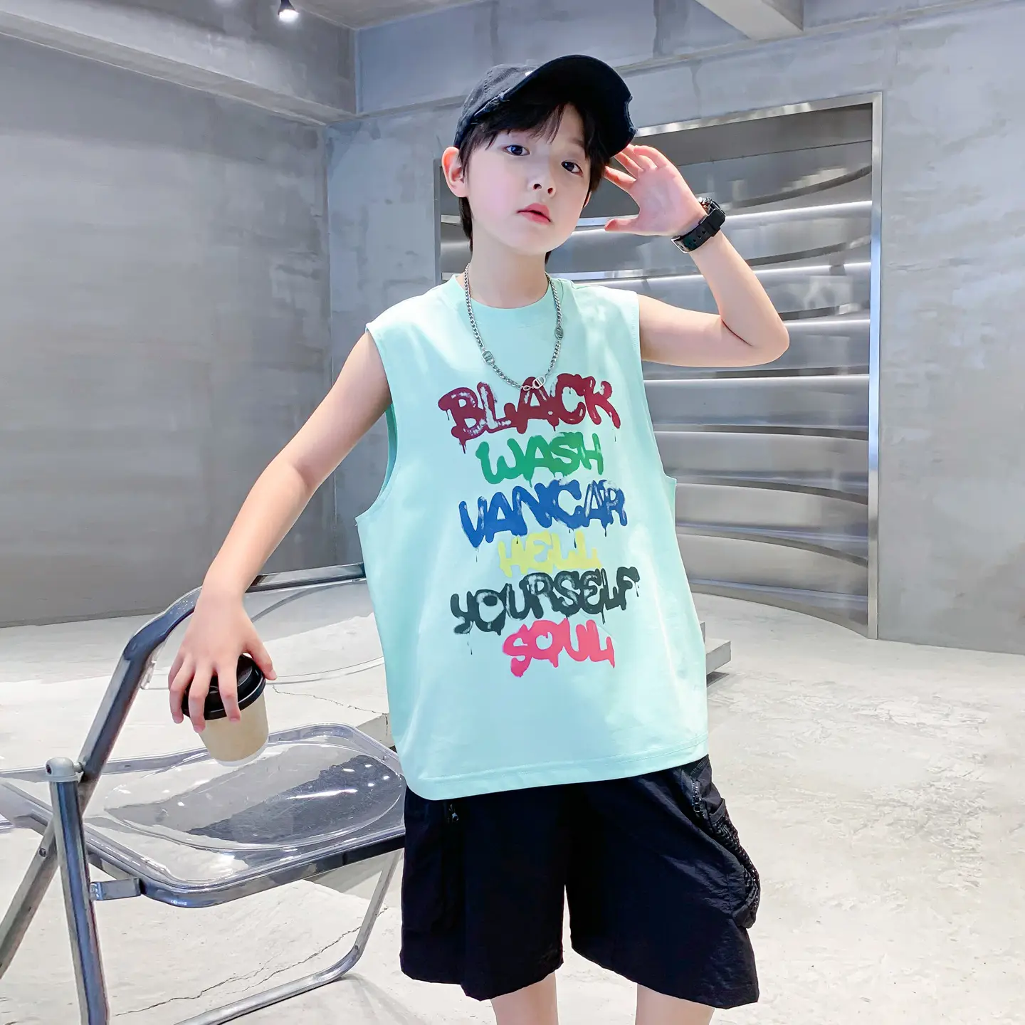 Boys Sleeveless Vest T-Shirt Black Graphic 2026 - Image 6