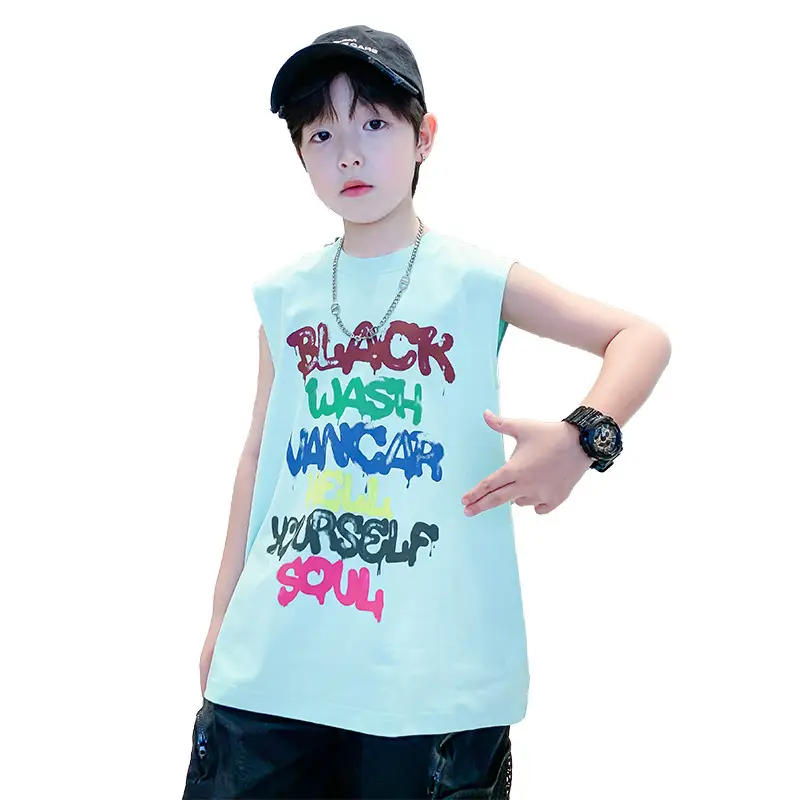 Boys Sleeveless Vest T-Shirt Black Graphic 2026 - Image 7