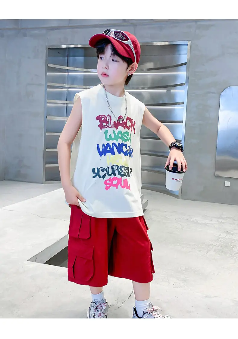 Boys Sleeveless Vest T-Shirt Black Graphic 2026 — feature 10