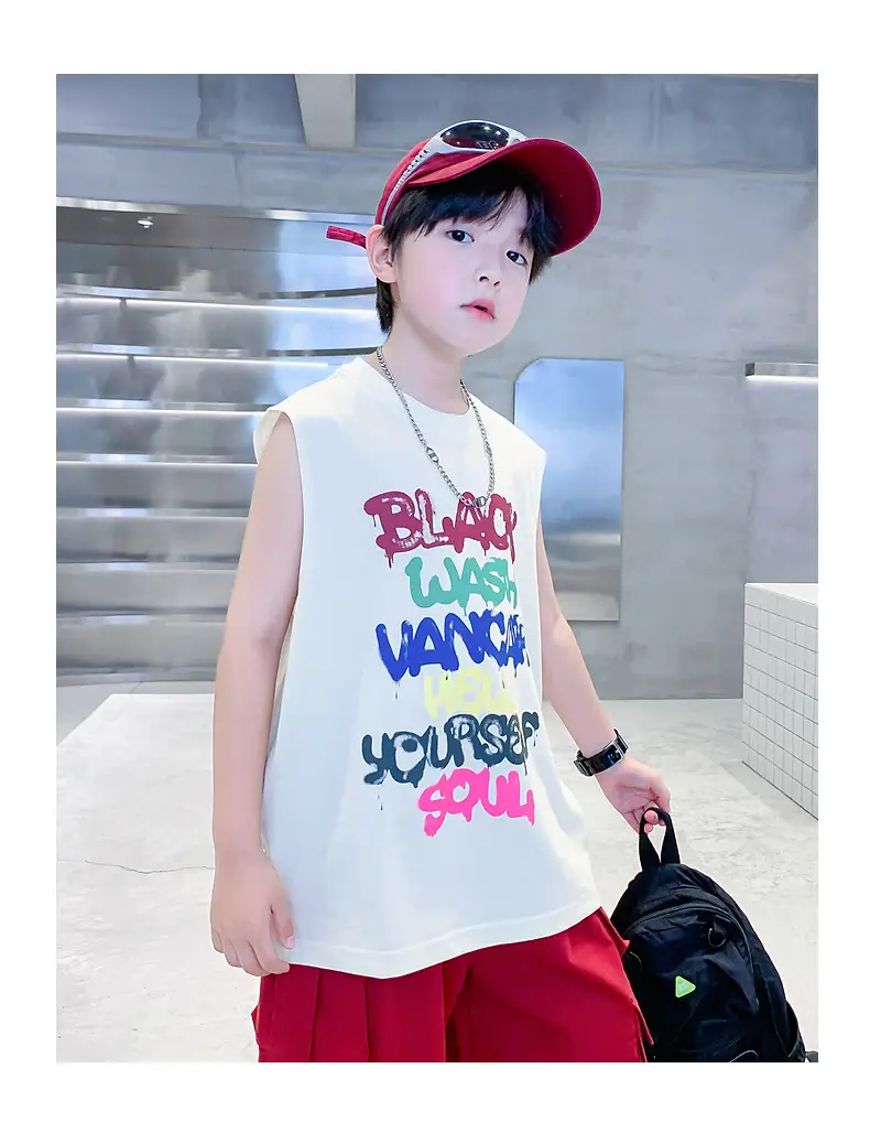 Boys Sleeveless Vest T-Shirt Black Graphic 2026 — feature 11