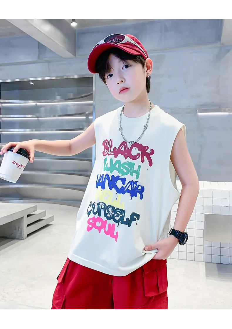 Boys Sleeveless Vest T-Shirt Black Graphic 2026 — feature 12