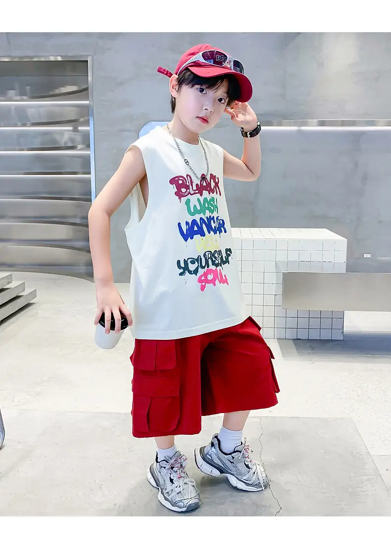 Boys Sleeveless Vest T-Shirt Black Graphic 2026 — feature 13