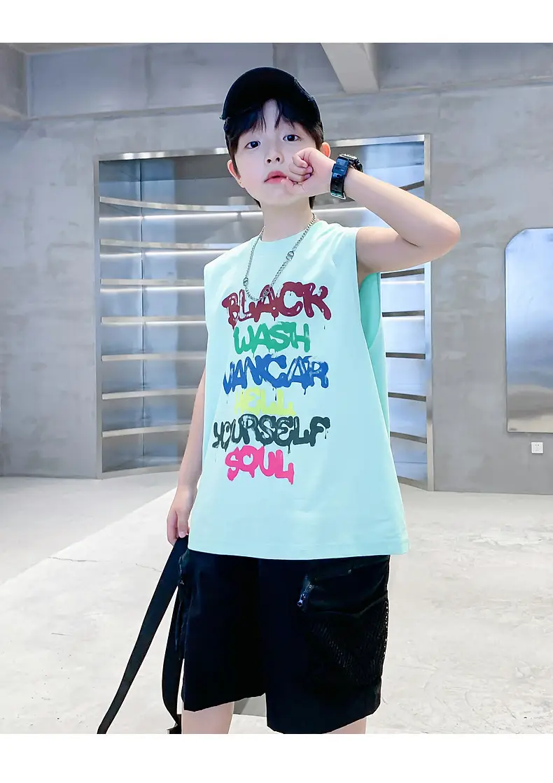 Boys Sleeveless Vest T-Shirt Black Graphic 2026 — feature 16