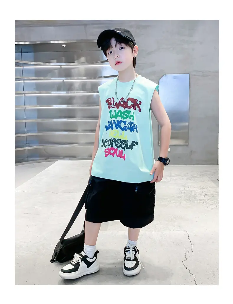 Boys Sleeveless Vest T-Shirt Black Graphic 2026 — feature 17