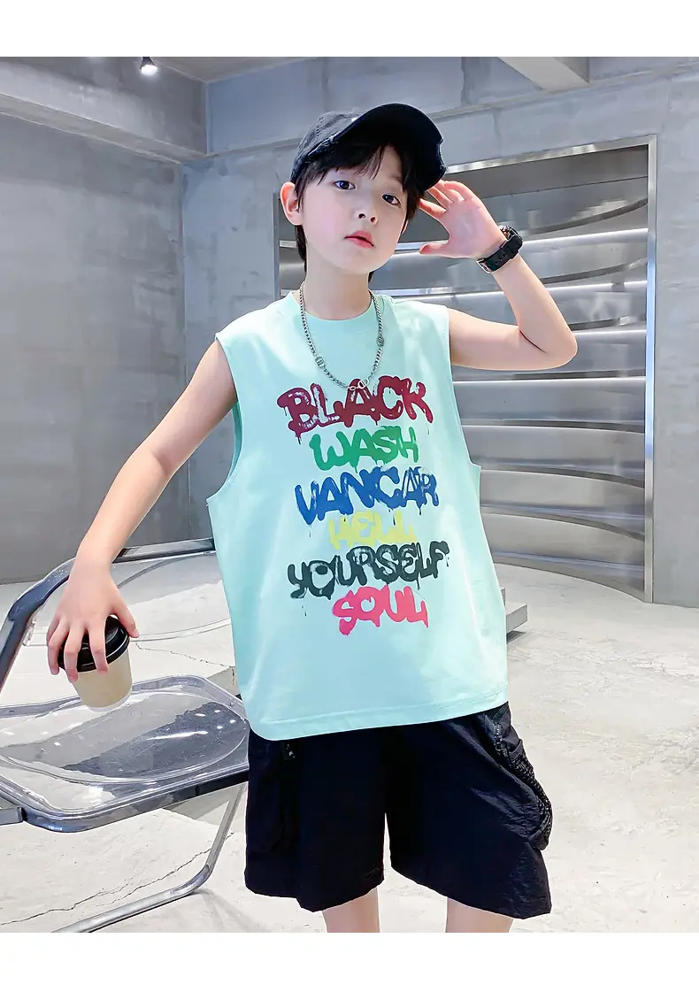Boys Sleeveless Vest T-Shirt Black Graphic 2026 — feature 18