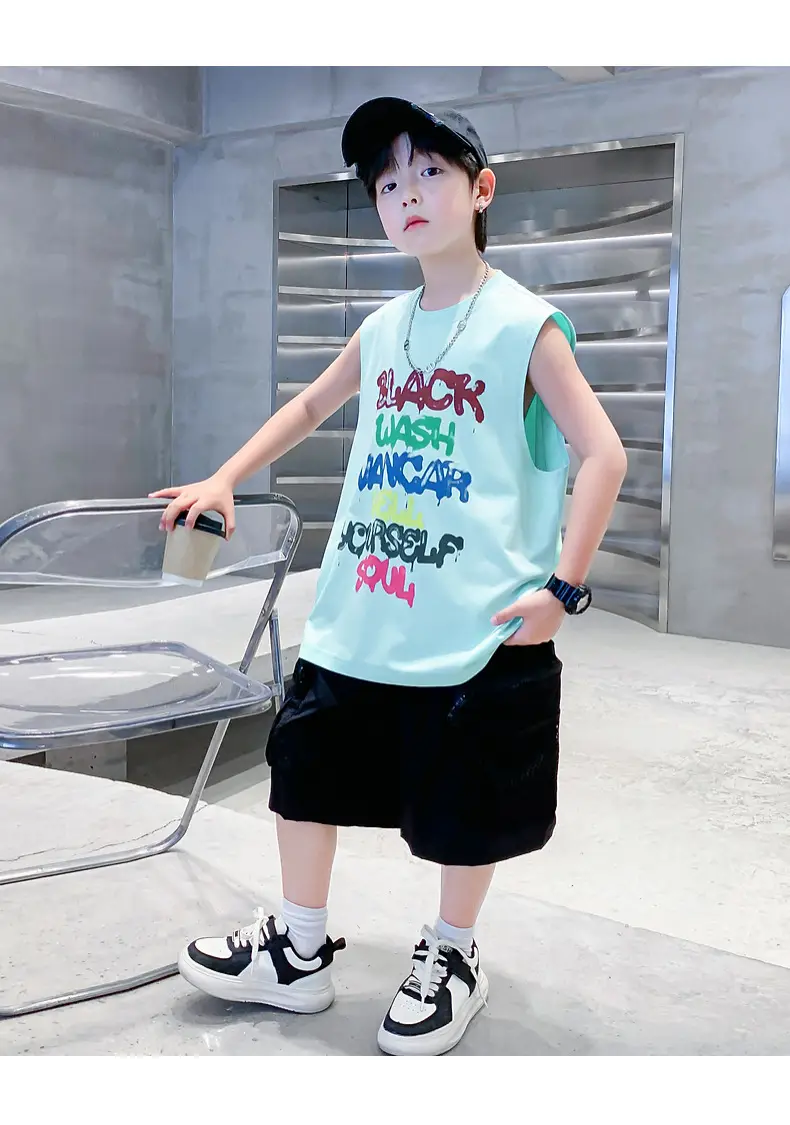 Boys Sleeveless Vest T-Shirt Black Graphic 2026 — feature 19