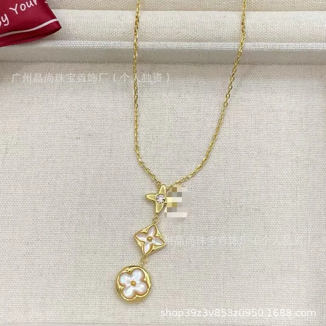 2025 New Product L's Silver 3-Piece Clover Necklace - Image 53