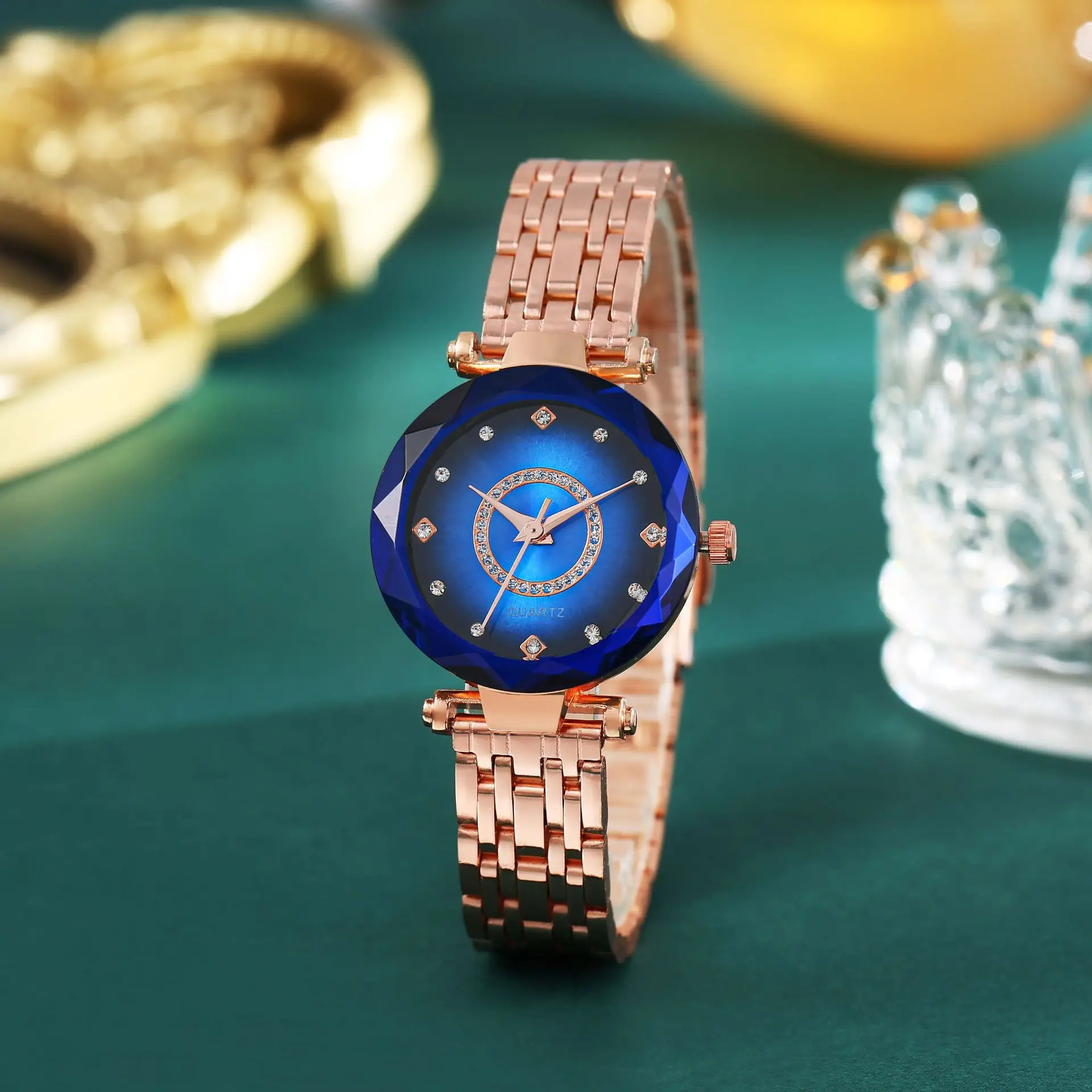 Women's Rose Gold Quartz Watch with Crystal Bracelet - Image 14