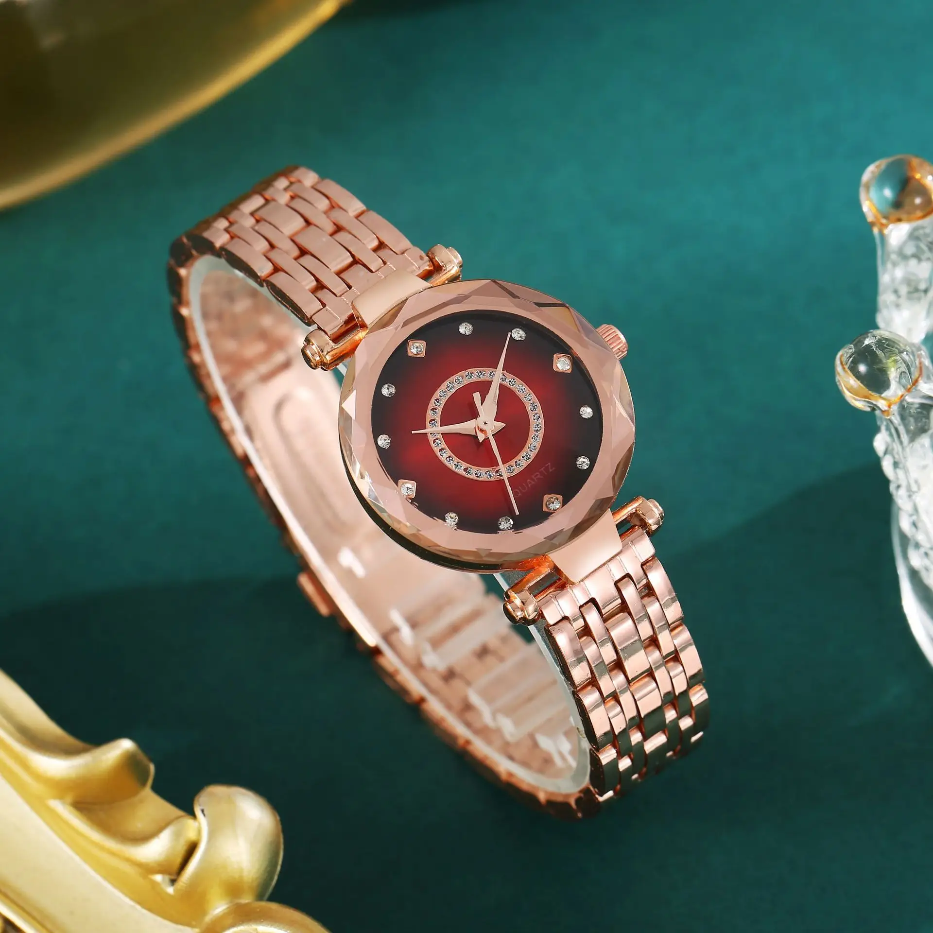 Women's Rose Gold Quartz Watch with Crystal Bracelet - Image 15