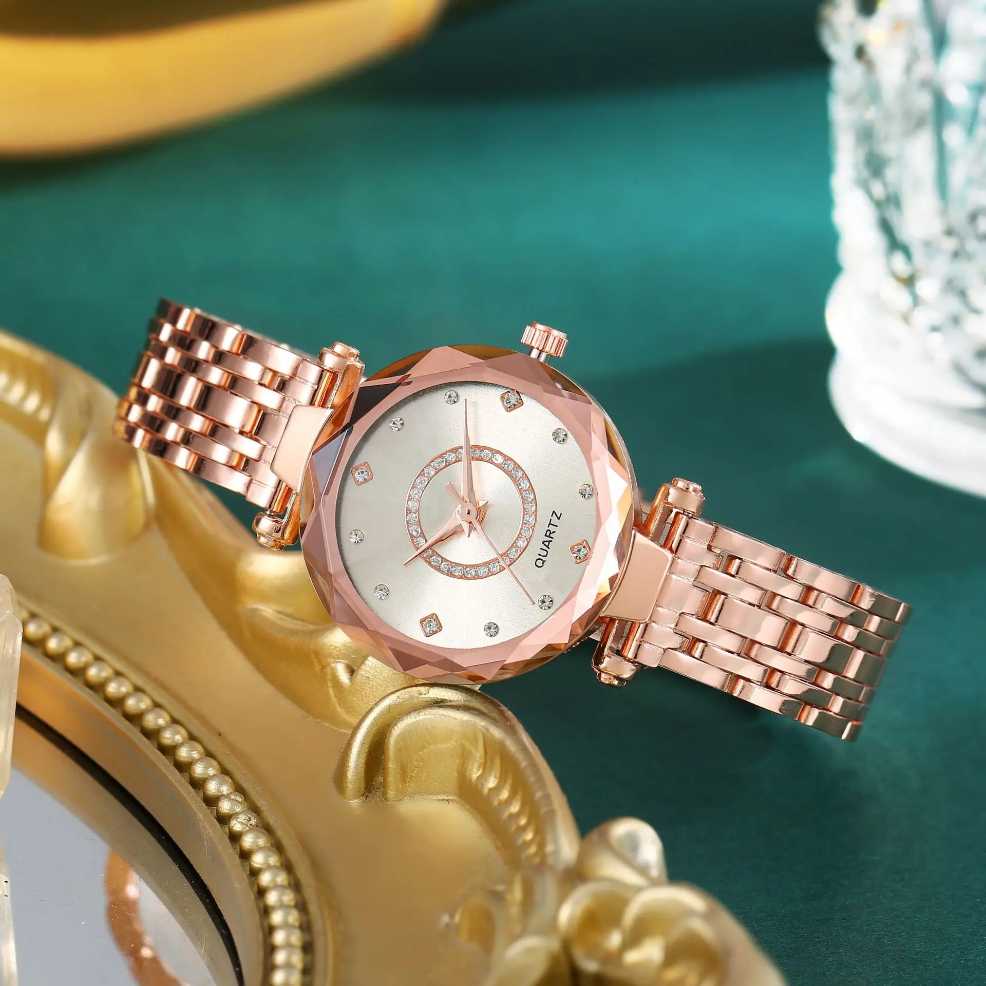 Women's Rose Gold Quartz Watch with Crystal Bracelet - Image 16