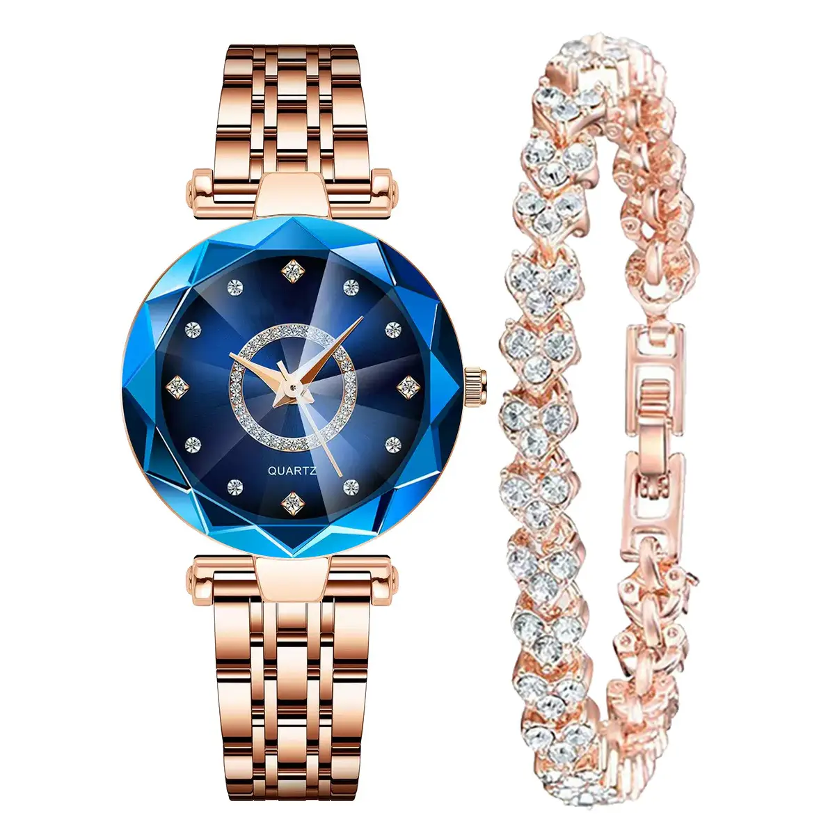 Women's Rose Gold Quartz Watch with Crystal Bracelet - Image 7