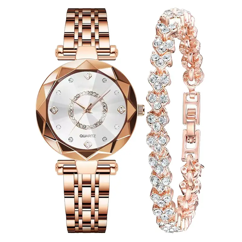 Women's Rose Gold Quartz Watch with Crystal Bracelet - Image 9