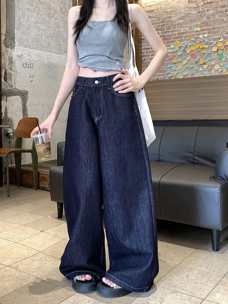 Dark Blue Wide Leg Jeans 2025 Retro High Waist — feature 8