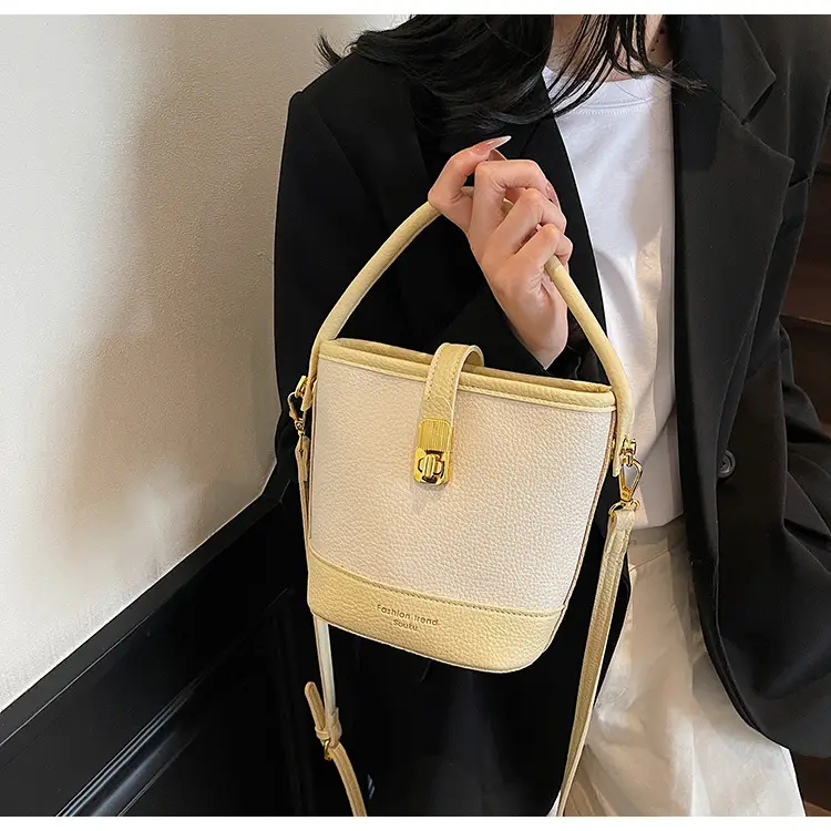 Women's Contrasting Texture Bucket Bag Shoulder Crossbody — feature 11
