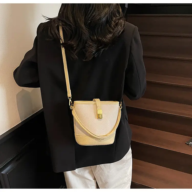 Women's Contrasting Texture Bucket Bag Shoulder Crossbody — feature 12