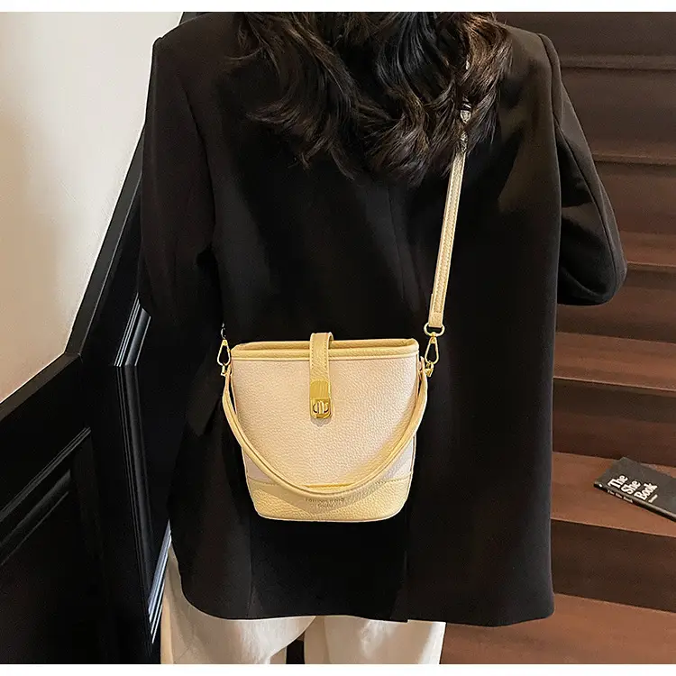 Women's Contrasting Texture Bucket Bag Shoulder Crossbody — feature 13