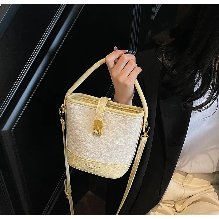 Women's Contrasting Texture Bucket Bag Shoulder Crossbody — feature 14