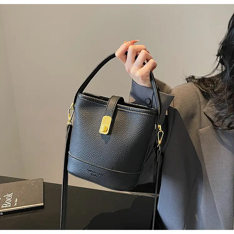 Women's Contrasting Texture Bucket Bag Shoulder Crossbody — feature 19