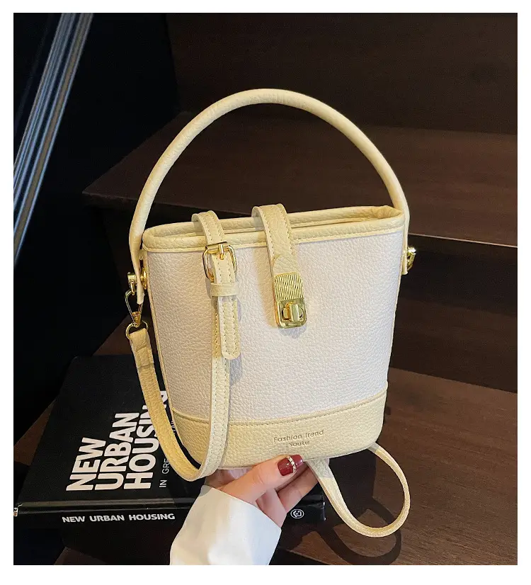 Women's Contrasting Texture Bucket Bag Shoulder Crossbody — feature 3