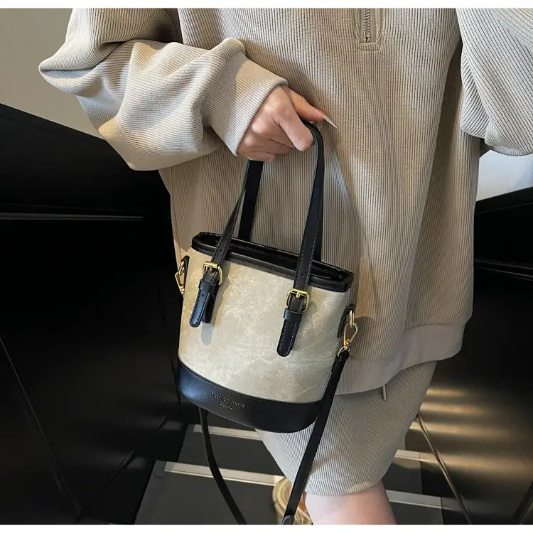 Women Crossbody Bag Brown Beige Leather Handle Shoulder Bag — feature 11