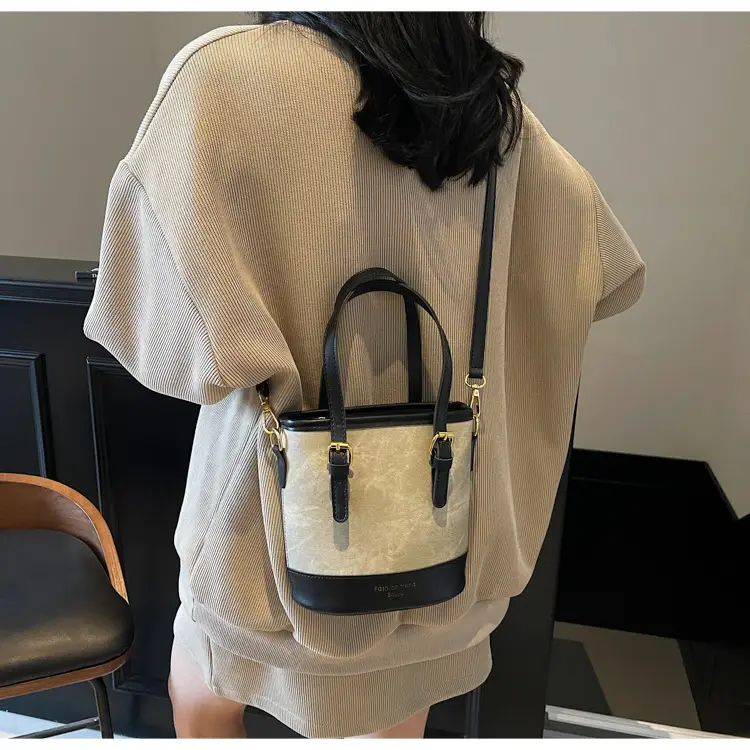 Women Crossbody Bag Brown Beige Leather Handle Shoulder Bag — feature 13