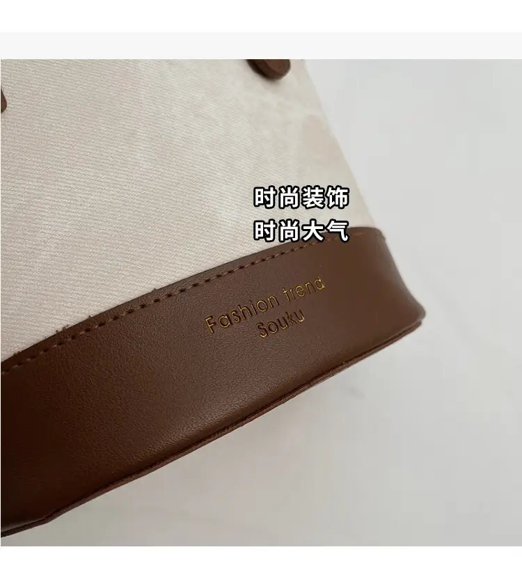 Women Crossbody Bag Brown Beige Leather Handle Shoulder Bag — feature 9