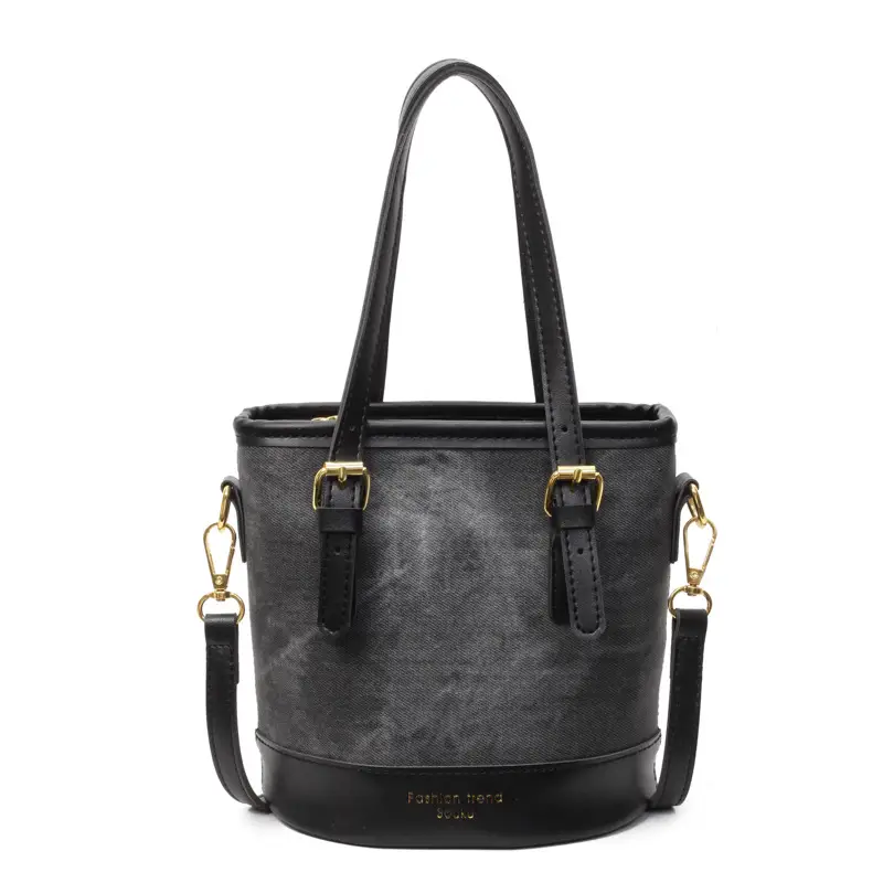 Women Crossbody Bag Brown Beige Leather Handle Shoulder Bag - Image 2