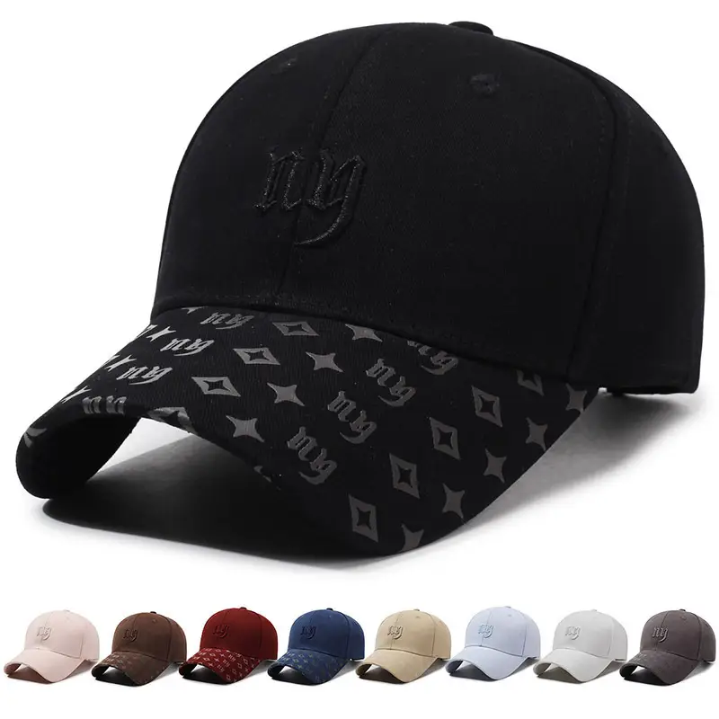 Black Embroidered Letter Baseball Cap with Curved Brim - Image 9