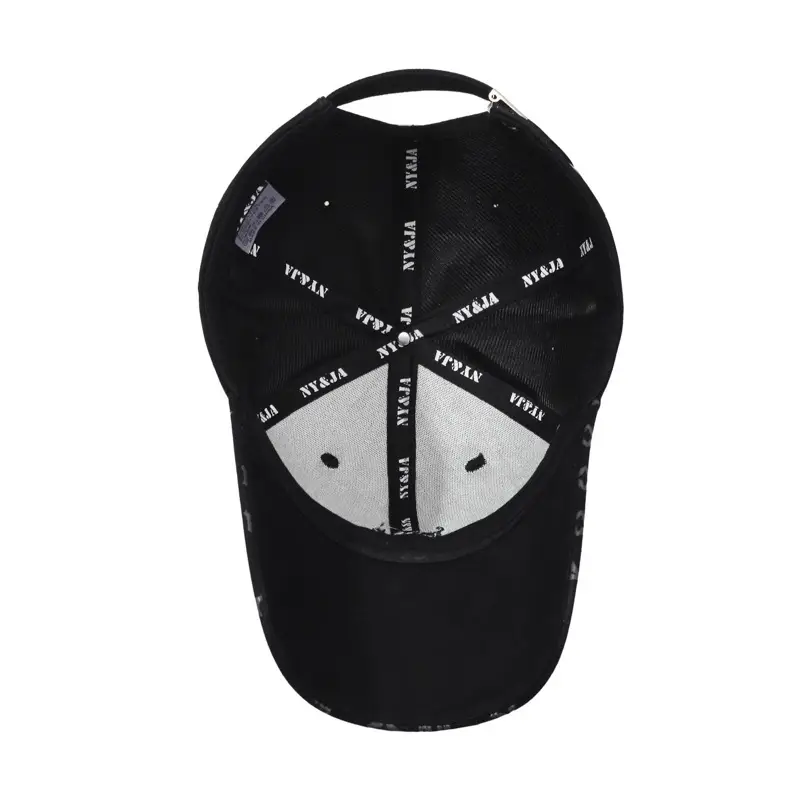 Black Embroidered Letter Baseball Cap with Curved Brim - Image 10