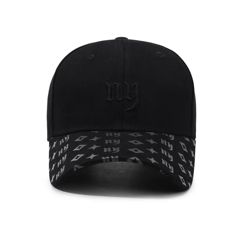 Black Embroidered Letter Baseball Cap with Curved Brim - Image 12