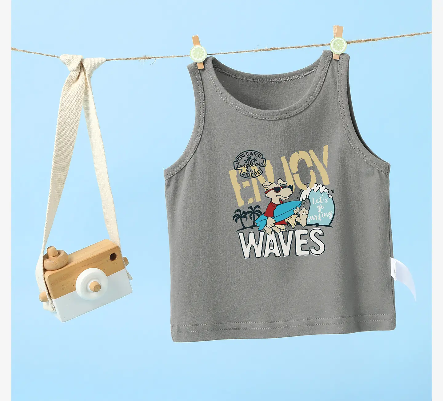 Boys Girls Summer Vests Pure Cotton Sleeveless T-Shirts — feature 2
