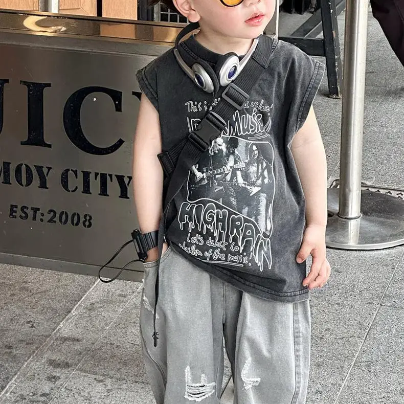 Boys Sleeveless T-Shirt Pure Cotton Medium Large — feature 10
