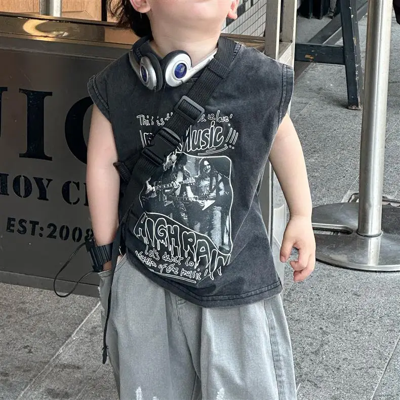 Boys Sleeveless T-Shirt Pure Cotton Medium Large — feature 4