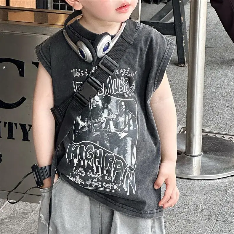 Boys Sleeveless T-Shirt Pure Cotton Medium Large — feature 8