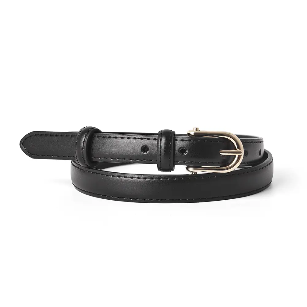 New Women's Genuine Leather Belt D-Shaped Pin Buckle Brown