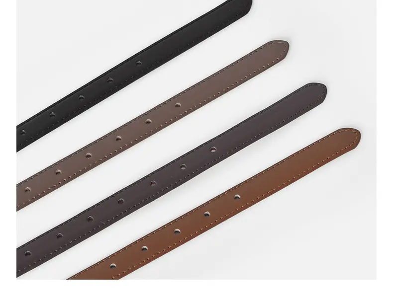 New Women's Genuine Leather Belt D-Shaped Pin Buckle Brown — feature 14