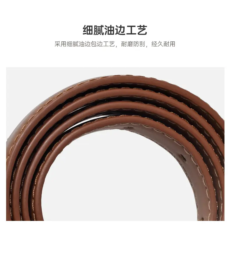New Women's Genuine Leather Belt D-Shaped Pin Buckle Brown — feature 8