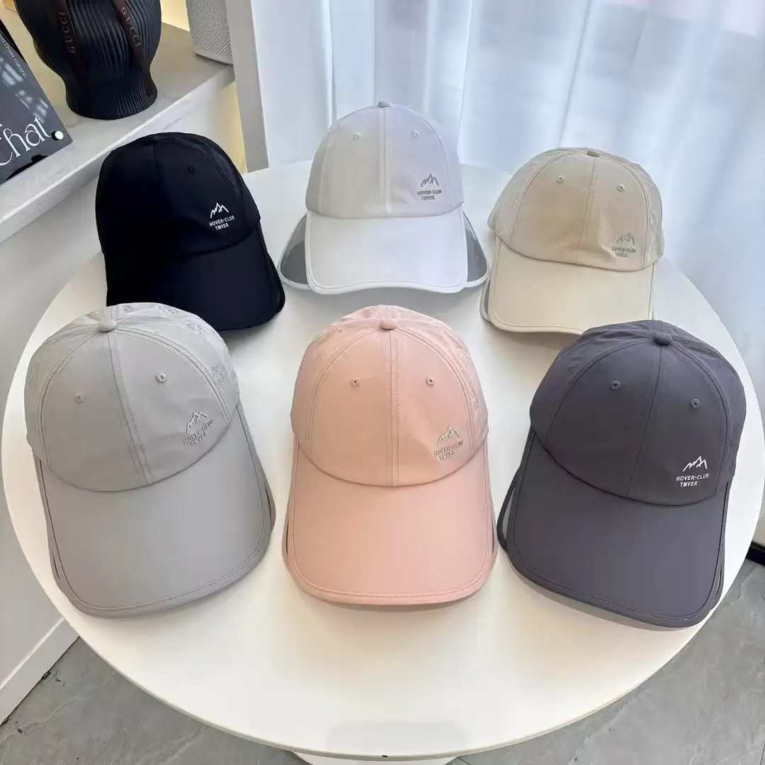 Men Navy Blue Retractable Cap Summer Sun Hat