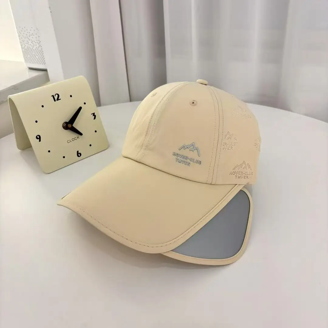 Men Navy Blue Retractable Cap Summer Sun Hat