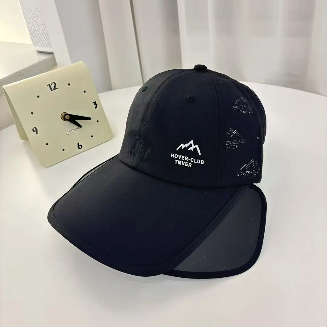 Men Navy Blue Retractable Cap Summer Sun Hat