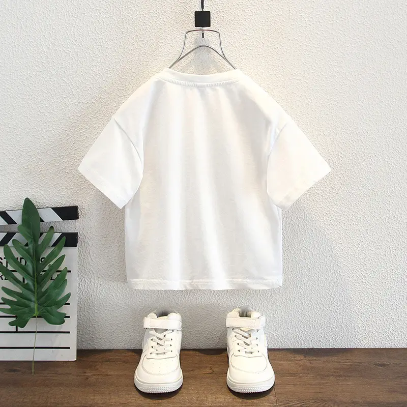 Boys Cartoon Printed Cotton T-Shirt White Medium Small - Image 5