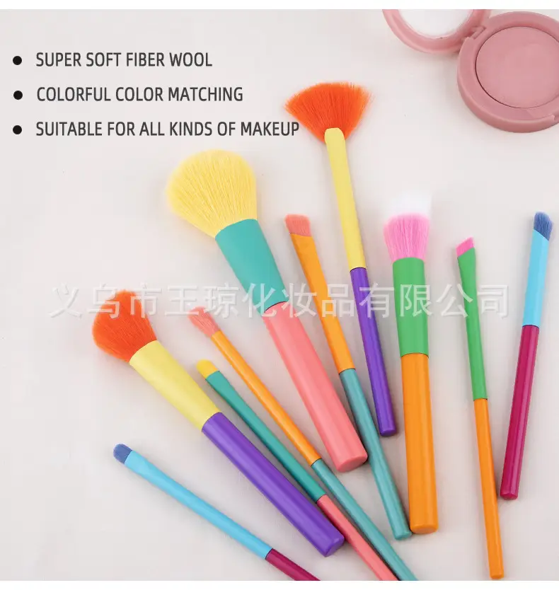 Cross-border Makeup Brushes 10 Colors Soft Wool Foundation Blush Egg Powder Puff — feature 10