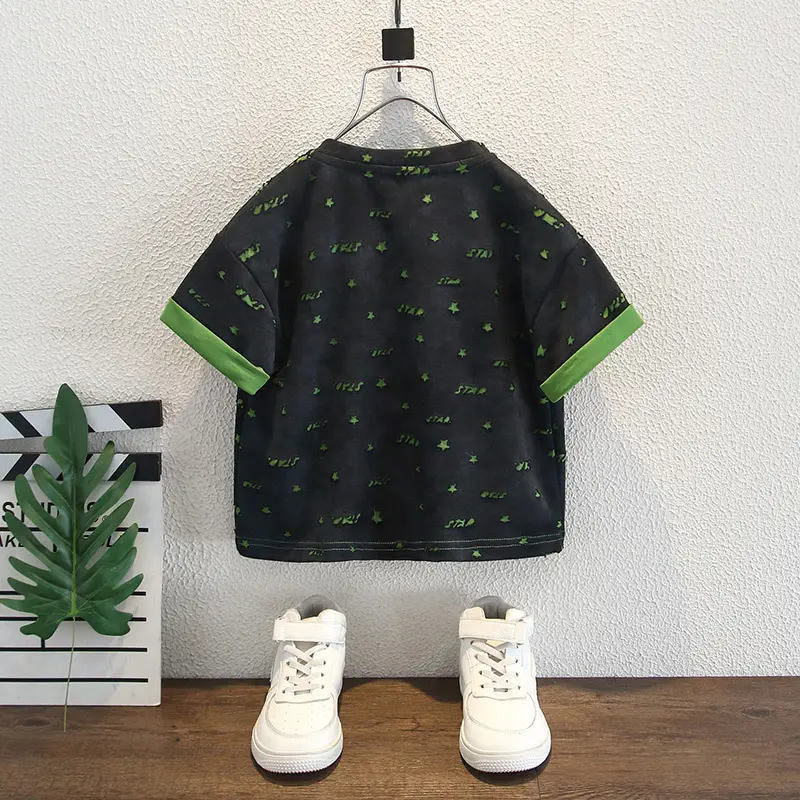 Boys Summer T-Shirt Green Print Thin 2025 - Image 3