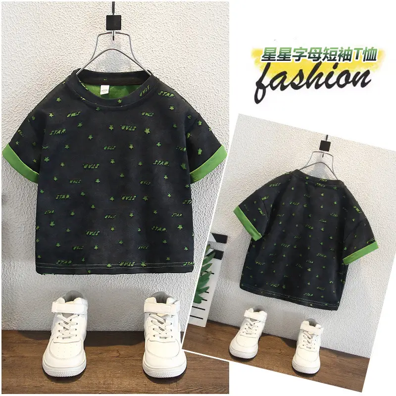 Boys Summer T-Shirt Green Print Thin 2025 - Image 5