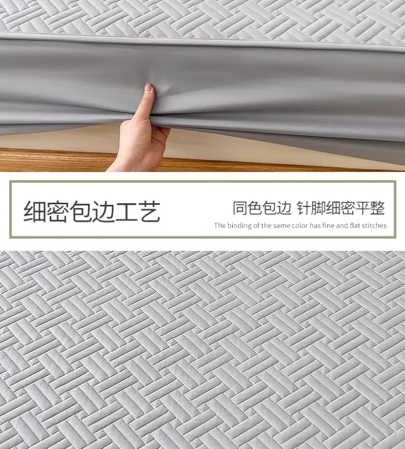 Three-Piece Quilted Bed Sheet Set, Skin-Friendly, Non-Slip, Quilted Bed Cover, Single Student Dormitory, Washable Mattress Protector — feature 19