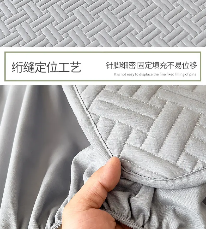 Three-Piece Quilted Bed Sheet Set, Skin-Friendly, Non-Slip, Quilted Bed Cover, Single Student Dormitory, Washable Mattress Protector — feature 20