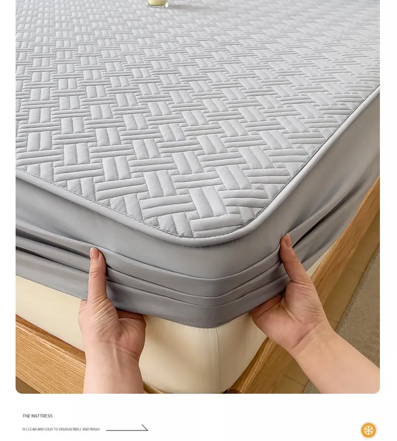 Three-Piece Quilted Bed Sheet Set, Skin-Friendly, Non-Slip, Quilted Bed Cover, Single Student Dormitory, Washable Mattress Protector — feature 4