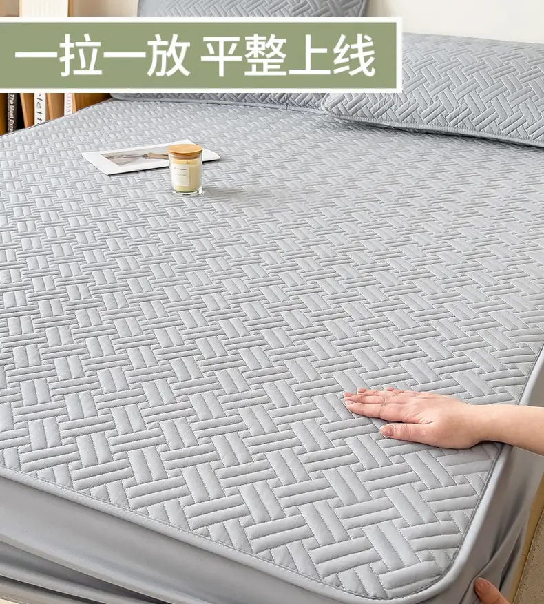 Three-Piece Quilted Bed Sheet Set, Skin-Friendly, Non-Slip, Quilted Bed Cover, Single Student Dormitory, Washable Mattress Protector — feature 5